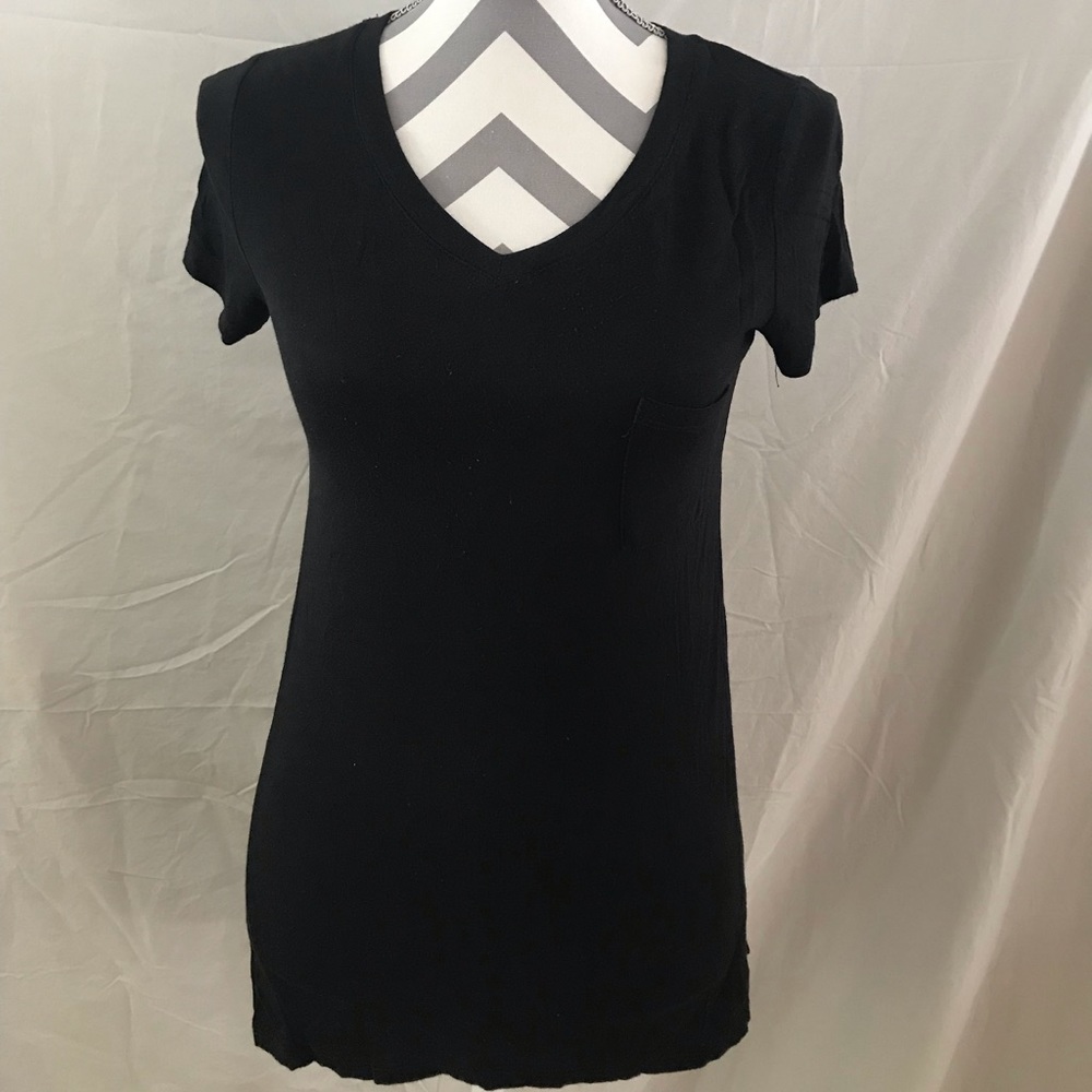 Long V Neck Tee with Pocket
